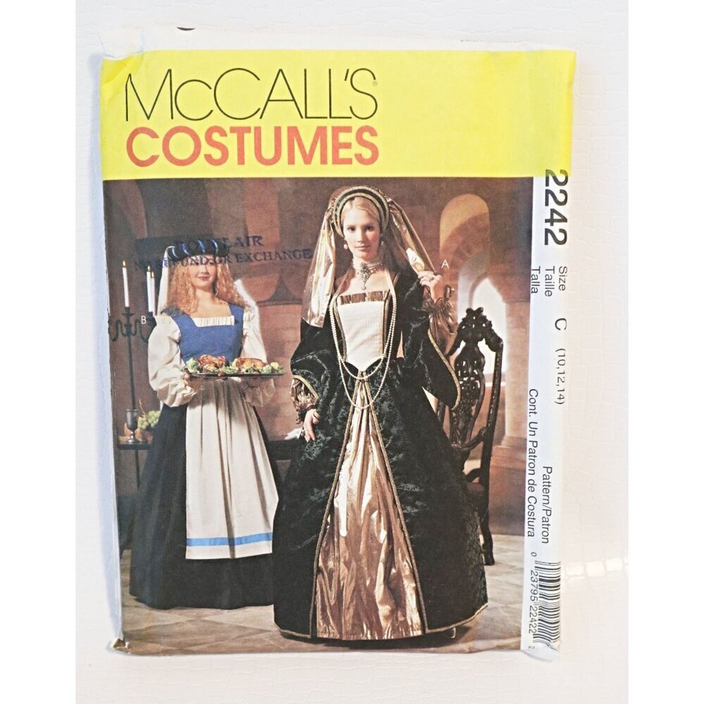 McCall's 2242 Sewing Pattern Misses Women's Renaissance Costumes Dresses Size 10